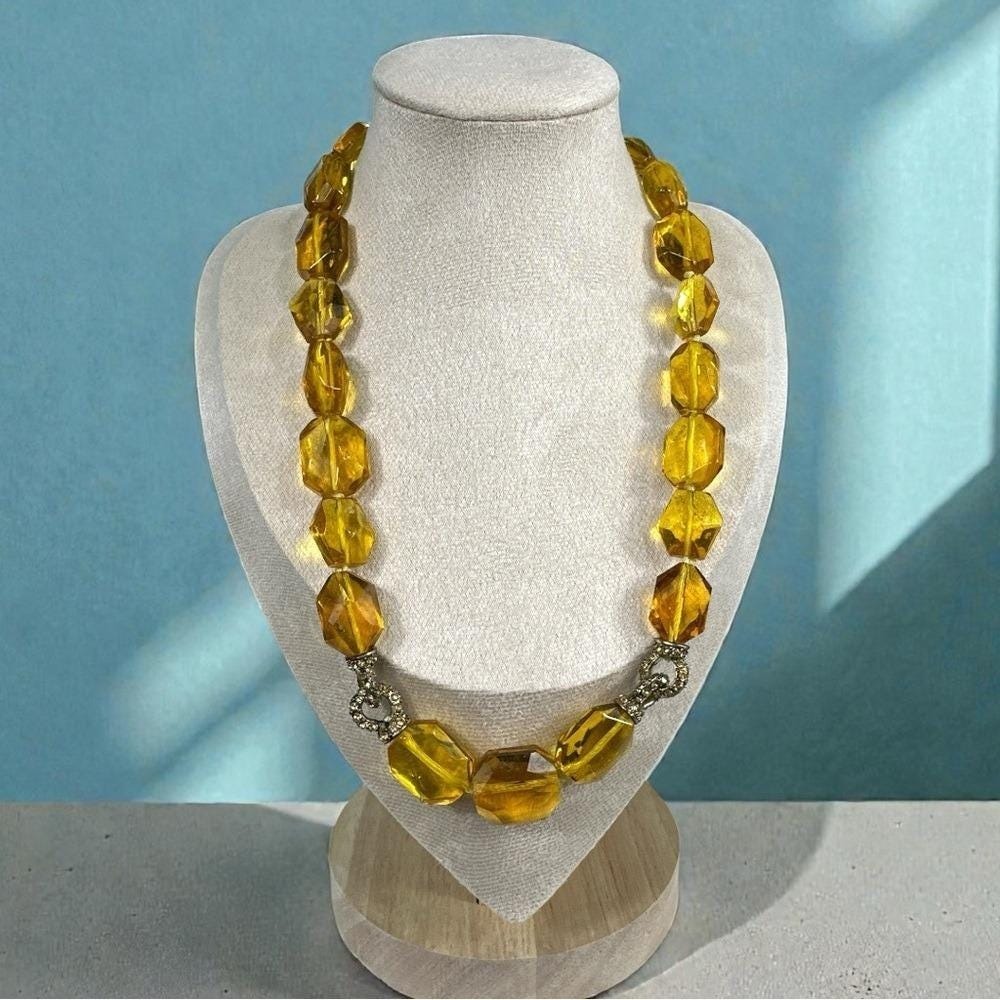 Signed Monet Amber Toned Beaded Necklace